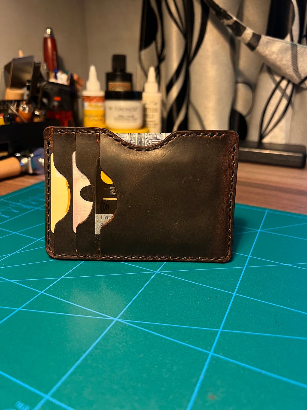 Handmade Leather Card Holder Wallet – Slim Minimalist -Compact– Full Grain Leather  – Men’s Gift