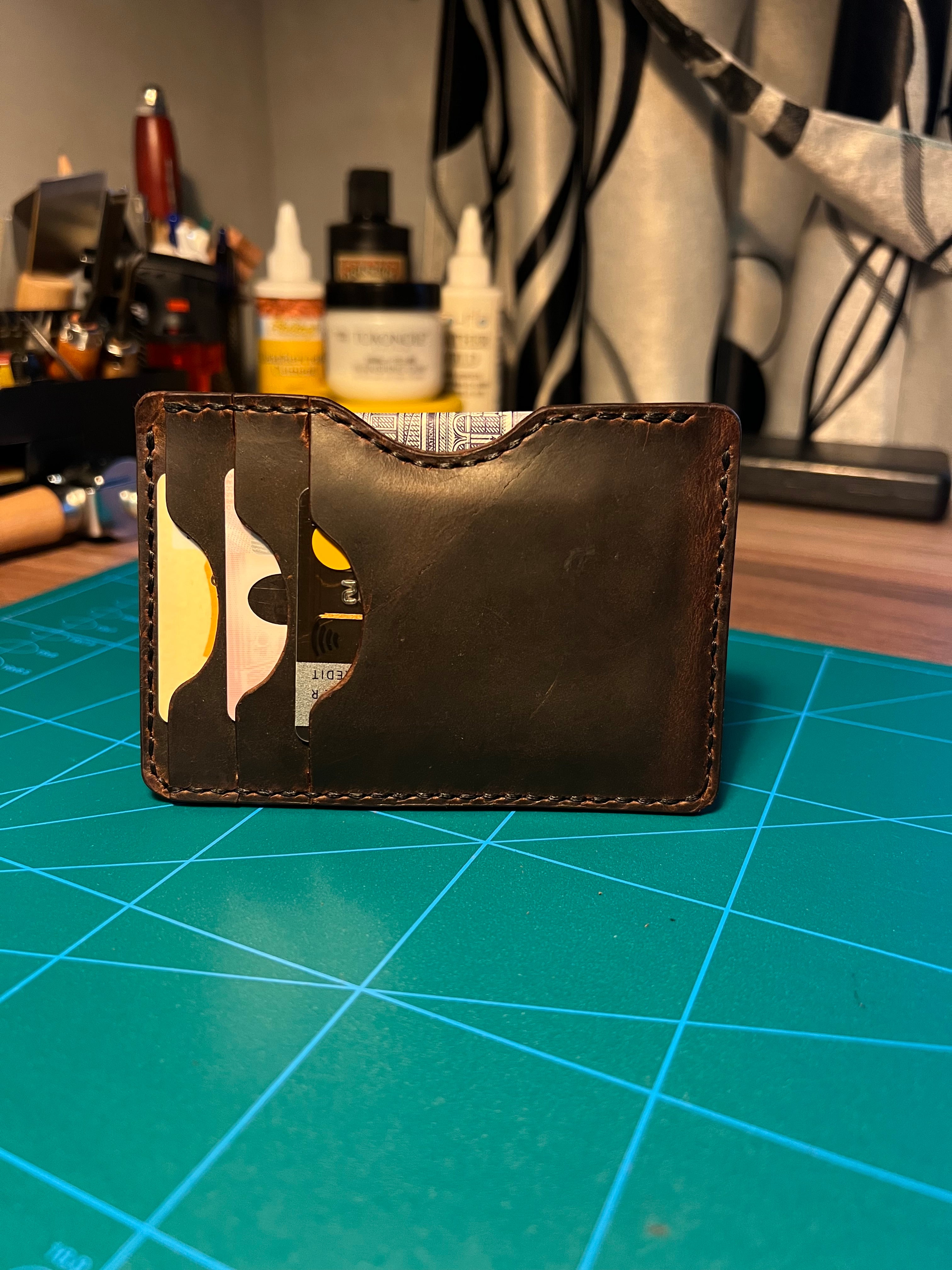 Handmade Leather Card Holder Wallet – Slim Minimalist -Compact– Full Grain Leather  – Men’s Gift