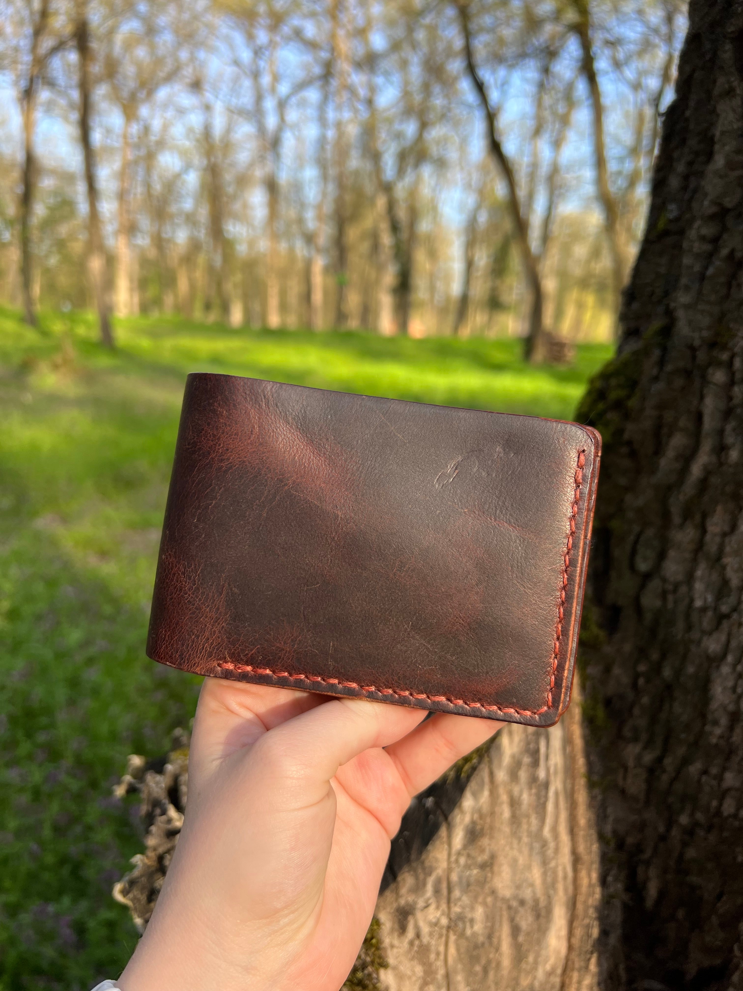 Handmade Leather Bifold Wallet: Ages Beautifully, Minimalist Design , Made for You