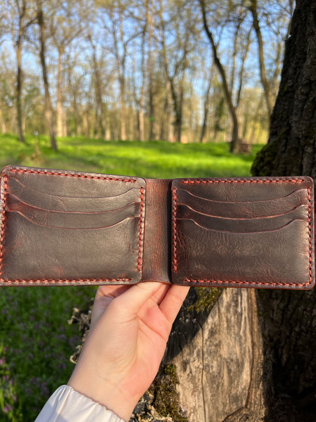 Handmade Leather Bifold Wallet: Ages Beautifully, Minimalist Design , Made for You