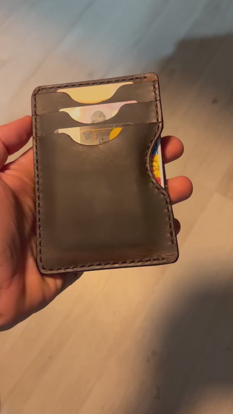 Handmade Leather Card Holder Wallet – Slim Minimalist -Compact– Full Grain Leather  – Men’s Gift